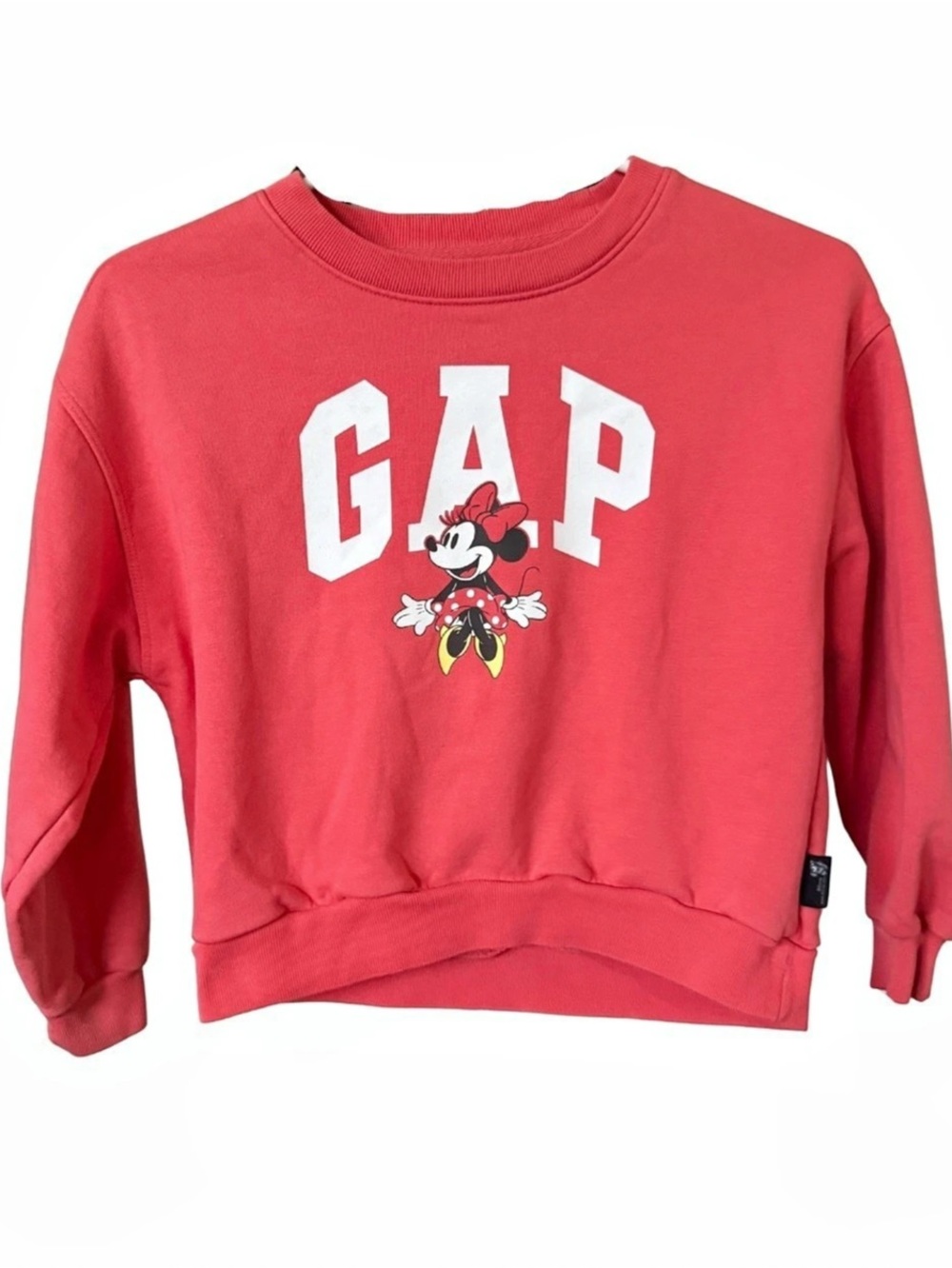 GAP x Disney Minnie Mouse Coral Pink Crewneck Sweatshirt Girls L LIKE NEW